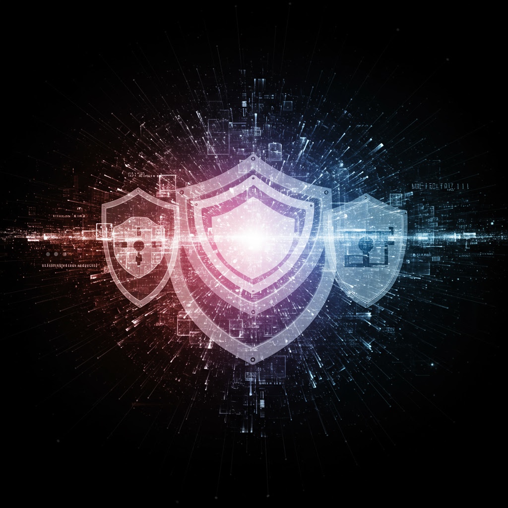 Abstract cybersecurity shield